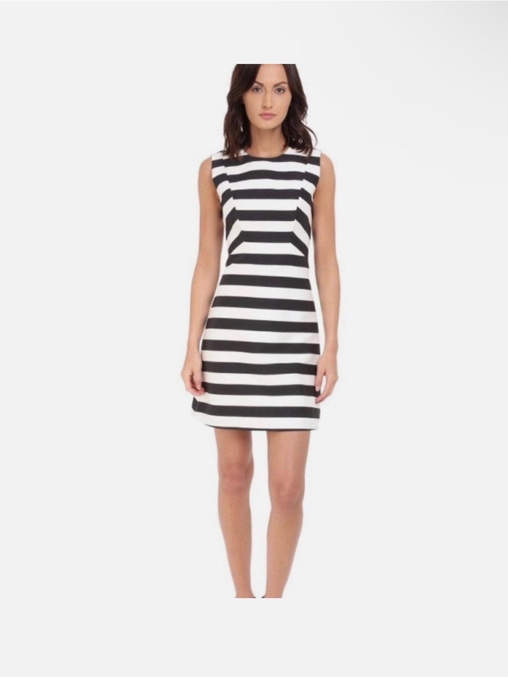 Kate. Spade Classic Black & White Striped Sleeveless Shift Dress